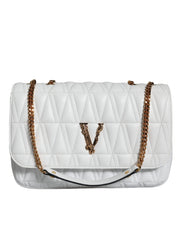 White Mini Nappa Leather Crossbody Shoulder Bag Versace