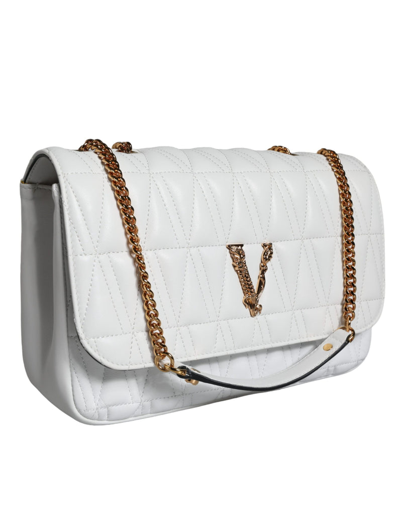 White Mini Nappa Leather Crossbody Shoulder Bag Versace