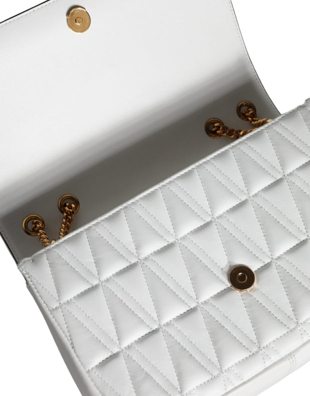 White Mini Nappa Leather Crossbody Shoulder Bag Versace