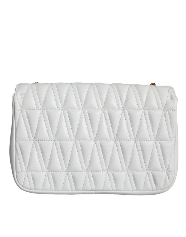 White Mini Nappa Leather Crossbody Shoulder Bag Versace