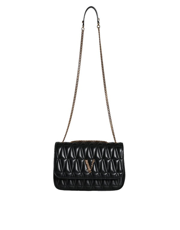 Black Mini Nappa Leather Crossbody Shoulder Bag Versace