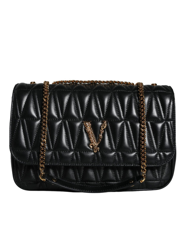 Black Mini Nappa Leather Crossbody Shoulder Bag Versace