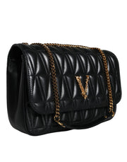 Black Mini Nappa Leather Crossbody Shoulder Bag Versace