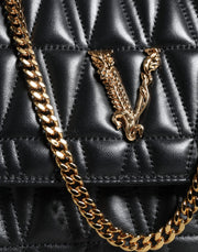 Black Mini Nappa Leather Crossbody Shoulder Bag Versace