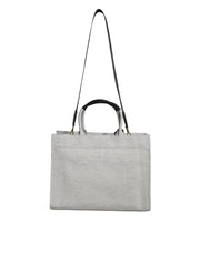 White Top Handle Canvas Leather Logo Crossbody Tote Bag Versace