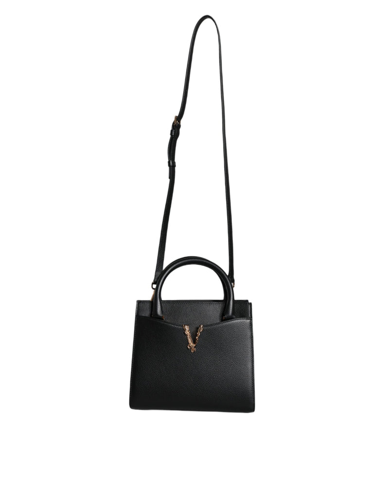 Black Small Leather TopHandle Shoulder Crossbody Bag Versace