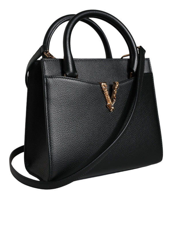 Black Small Leather TopHandle Shoulder Crossbody Bag Versace