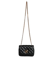 Black Quilted Lambskin Leather Crossbody Shoulder Bag Versace