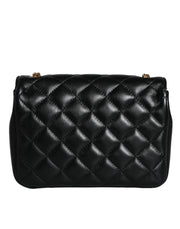 Black Quilted Lambskin Leather Crossbody Shoulder Bag Versace