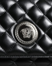 Black Quilted Lambskin Leather Crossbody Shoulder Bag Versace