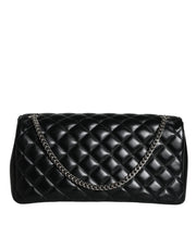 Black Quilted Lambskin Leather Crossbody Shoulder Bag Versace