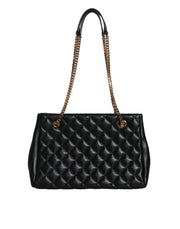 Black Quilted Nappa Leather Shoulder Chain Strap Bag Versace