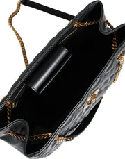 Black Quilted Nappa Leather Shoulder Chain Strap Bag Versace