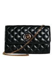 Black Quilted Nappa Leather Crossbody Shoulder Bag Versace