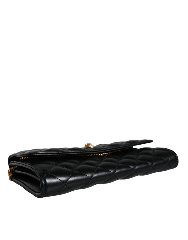 Black Quilted Nappa Leather Crossbody Shoulder Bag Versace