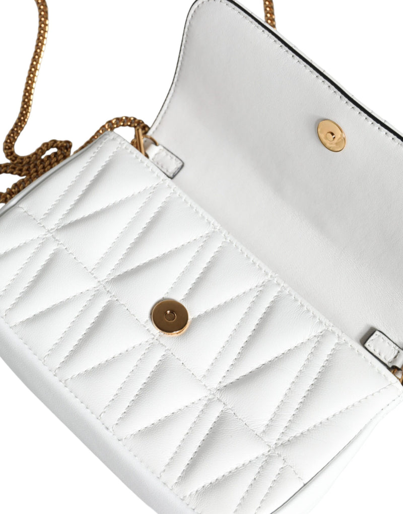 White Quilted Nappa Leather Crossbody Shoulder Bag Versace