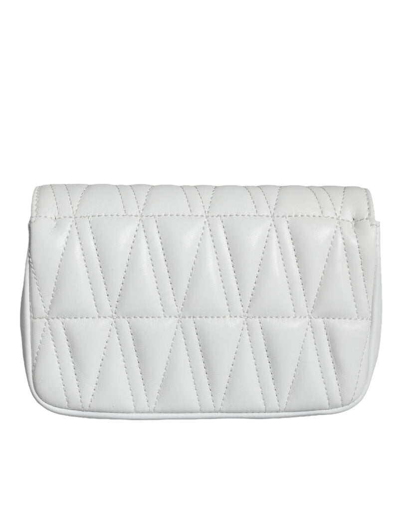 White Quilted Nappa Leather Crossbody Shoulder Bag Versace