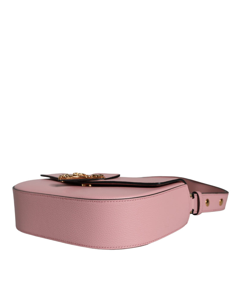 Pink Grainy Calf Leather Logo Crossbody Shoulder Bag Versace