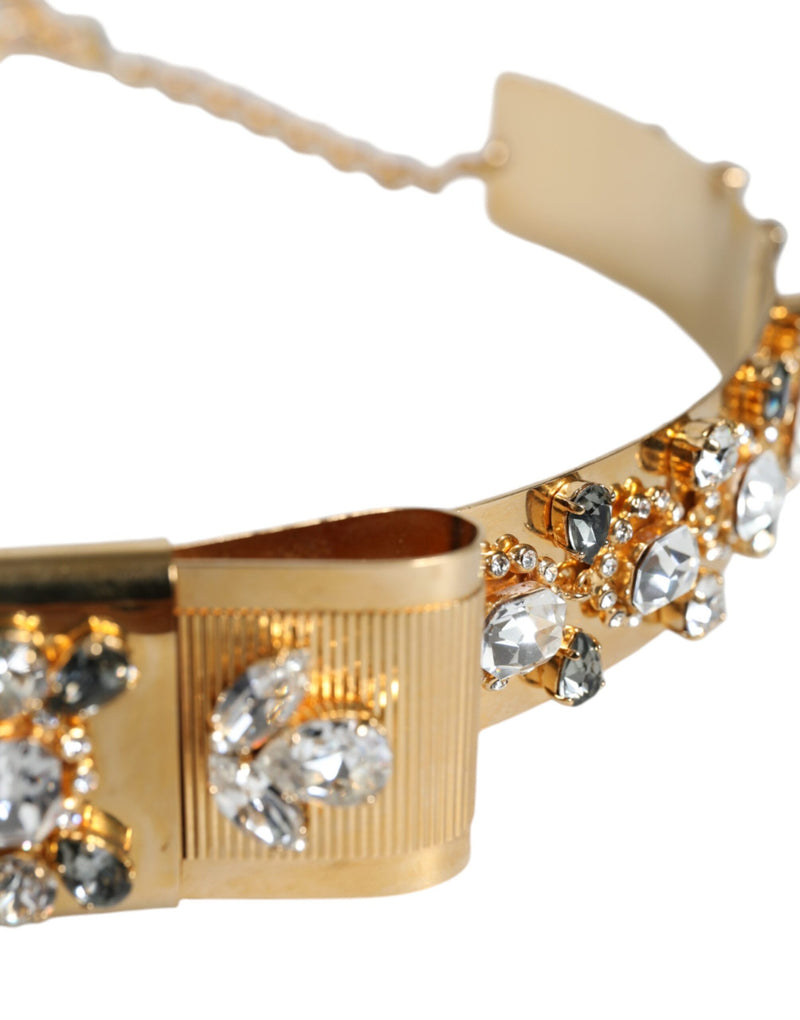 Gold Tone Crystal Embellished Women Waist Chain Belt Dolce & Gabbana