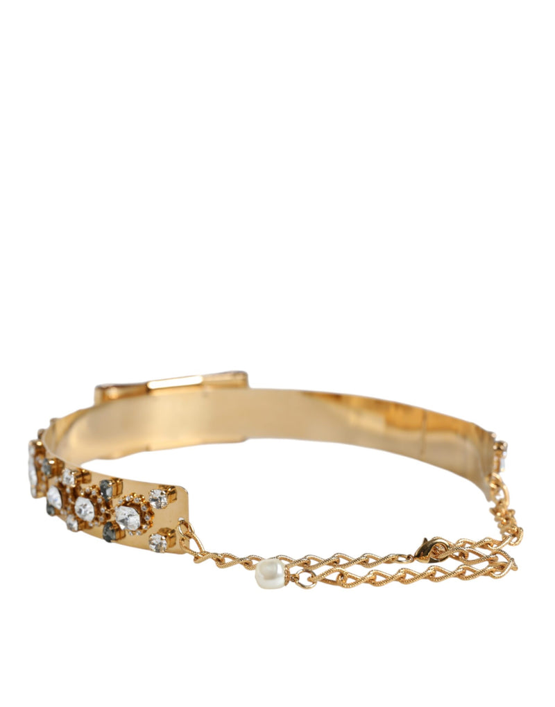 Gold Tone Crystal Embellished Women Waist Chain Belt Dolce & Gabbana