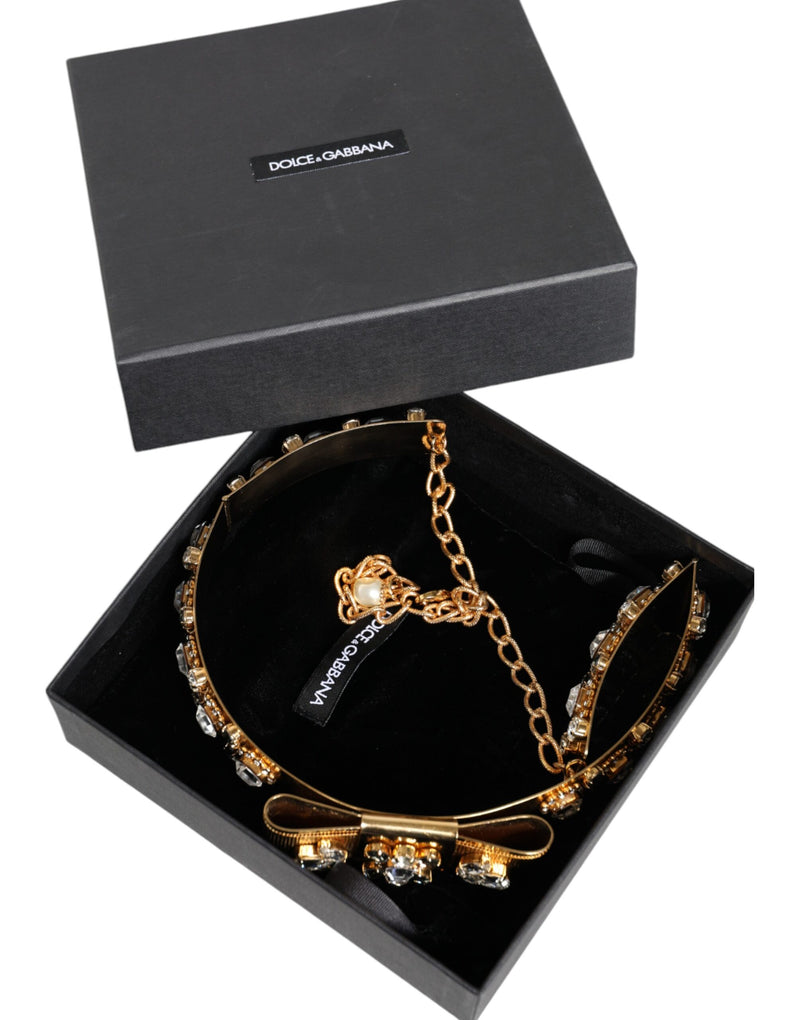 Gold Tone Crystal Embellished Women Waist Chain Belt Dolce & Gabbana