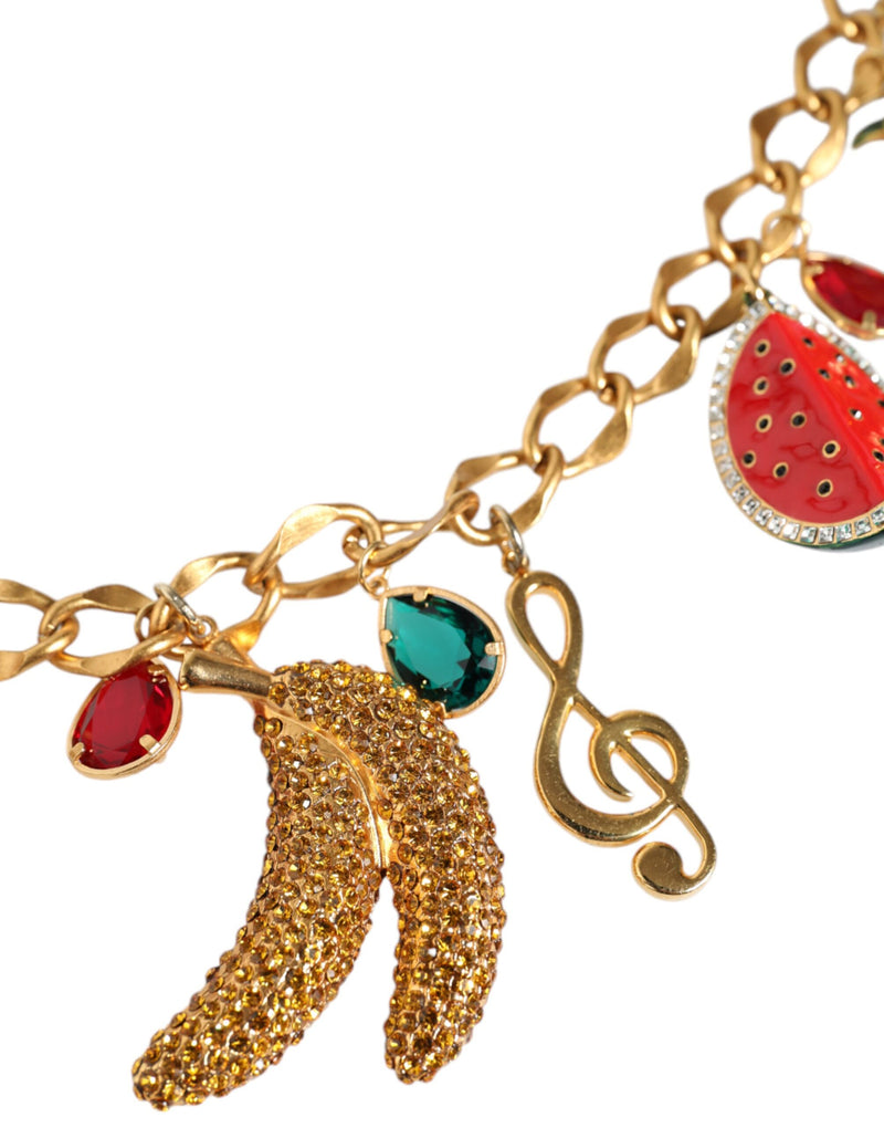 Gold Tone Brass Fruity Crystal Embellished Waist Chain Belt Dolce & Gabbana