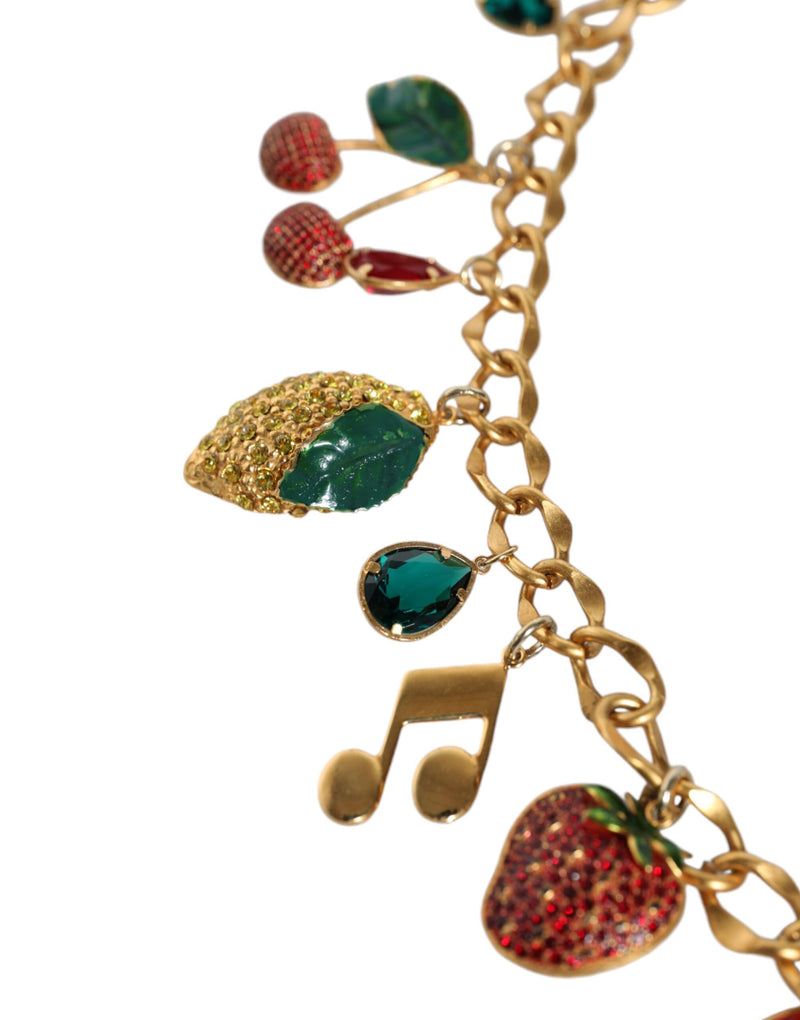 Gold Tone Brass Fruity Crystal Embellished Waist Chain Belt Dolce & Gabbana