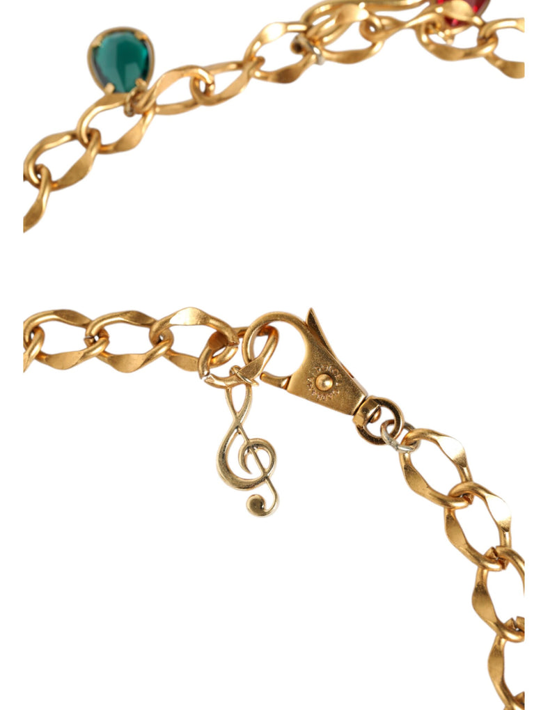 Gold Tone Brass Fruity Crystal Embellished Waist Chain Belt Dolce & Gabbana