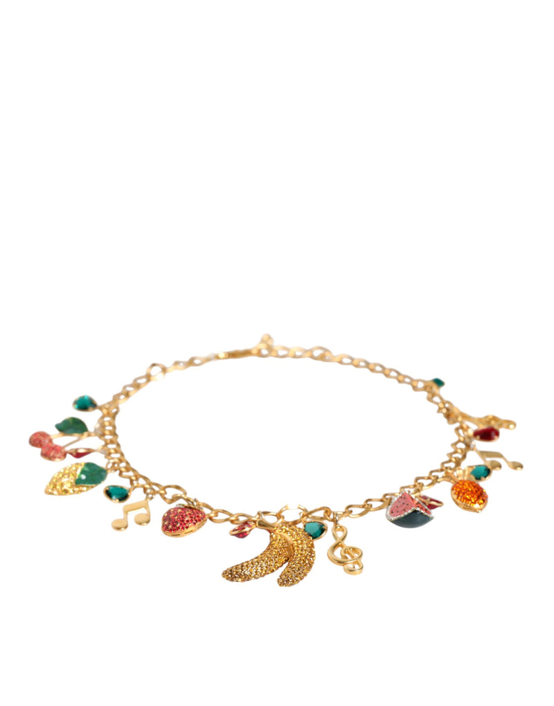 Gold Tone Brass Fruity Crystal Embellished Waist Chain Belt Dolce & Gabbana