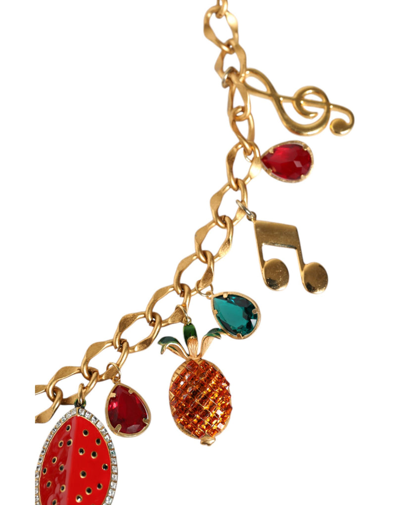 Gold Tone Brass Fruity Crystal Embellished Waist Chain Belt Dolce & Gabbana