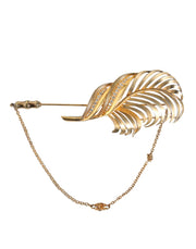 Gold Tone 925 Sterling Silver Leaf Crystal Chain Brooch Dolce & Gabbana