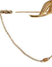 Gold Tone 925 Sterling Silver Leaf Crystal Chain Brooch Dolce & Gabbana