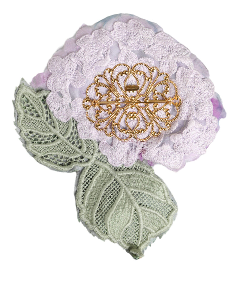 Multicolor Hydrangea Gold Brass Pin Brooch Dolce & Gabbana