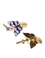 Gold Purple Crystal Butterfly Heart Locket Earrings Dolce & Gabbana