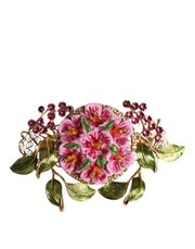 Gold Tone Brass Crystal Floral Hair Clip Dolce & Gabbana