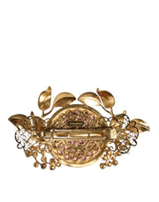 Gold Tone Brass Crystal Floral Hair Clip Dolce & Gabbana