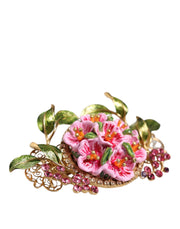 Gold Tone Brass Crystal Floral Hair Clip Dolce & Gabbana