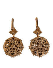 Gold Brass Crystal SICILY Clip Jewelry Dangling Earrings Dolce & Gabbana