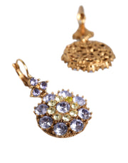 Gold Brass Crystal SICILY Clip Jewelry Dangling Earrings Dolce & Gabbana