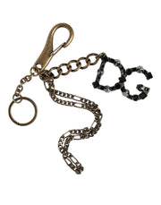 Silver Tone Metal DG Logo Crystal Keychain Keyring Dolce & Gabbana