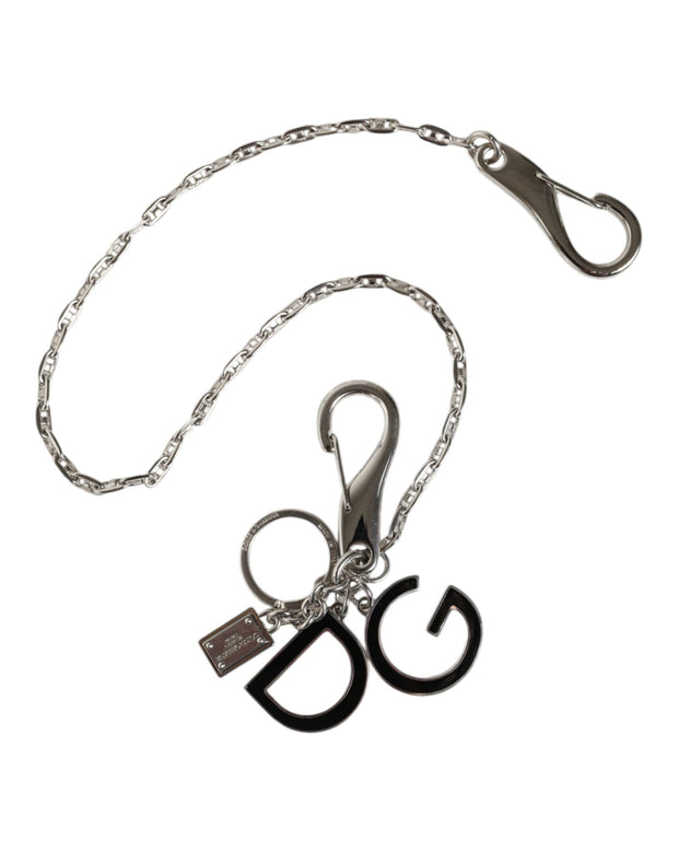 Silver Tone Metal DG Logo Link Chain Keychain Keyring Dolce & Gabbana