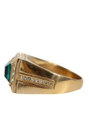 Gold Plated 925 Silver Green Crystal Ring Dolce & Gabbana