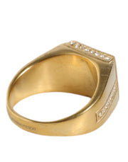 Gold Plated 925 Silver Green Crystal Ring Dolce & Gabbana