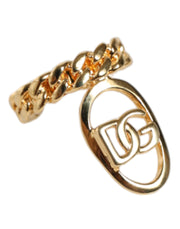 Gold Plated Open DG Logo Curb Chain Ring Dolce & Gabbana