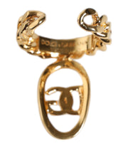 Gold Plated Open DG Logo Curb Chain Ring Dolce & Gabbana