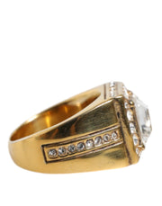 Gold Plated 925 Silver Clear Crystal Ring Dolce & Gabbana