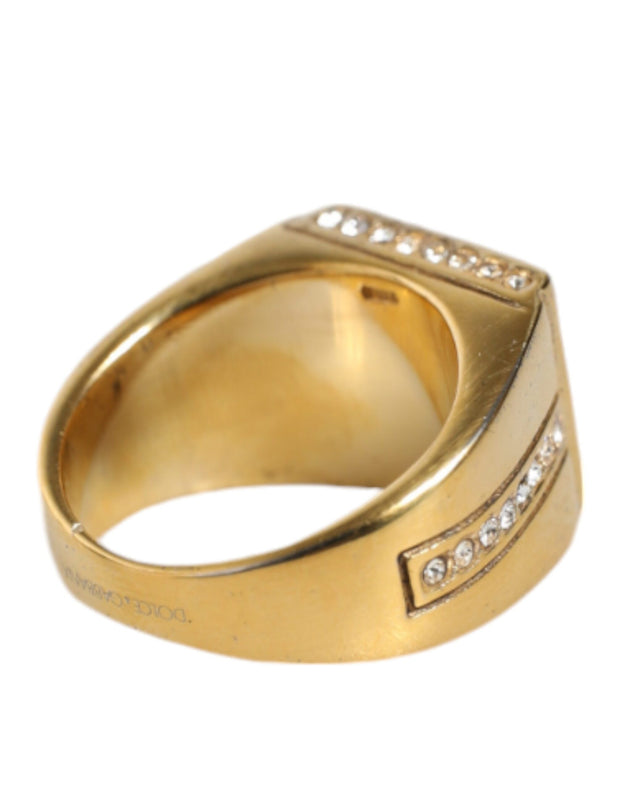 Gold Plated 925 Silver Clear Crystal Ring Dolce & Gabbana