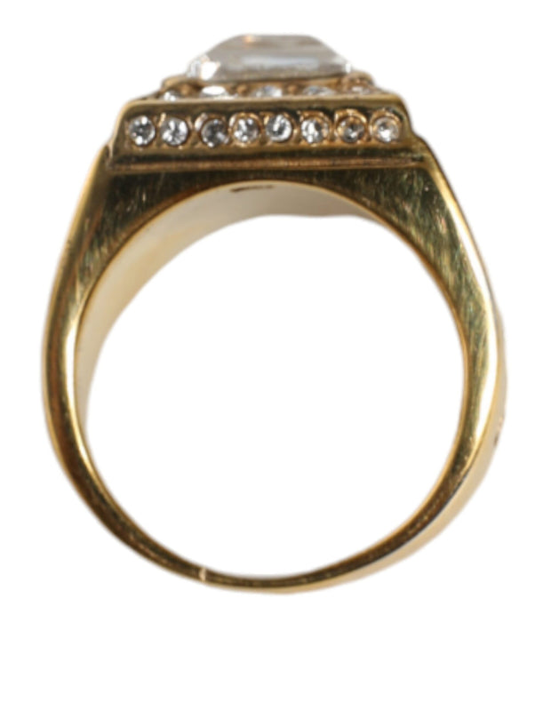 Gold Plated 925 Silver Clear Crystal Ring Dolce & Gabbana