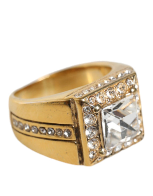 Gold Plated 925 Silver Clear Crystal Ring Dolce & Gabbana