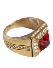 Gold Plated 925 Silver Red Crystal Ring Dolce & Gabbana